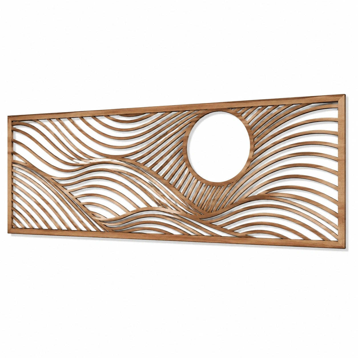 Panel decorativo de pared 120 x 60 cm de madera marrón - diseño ondulado calado